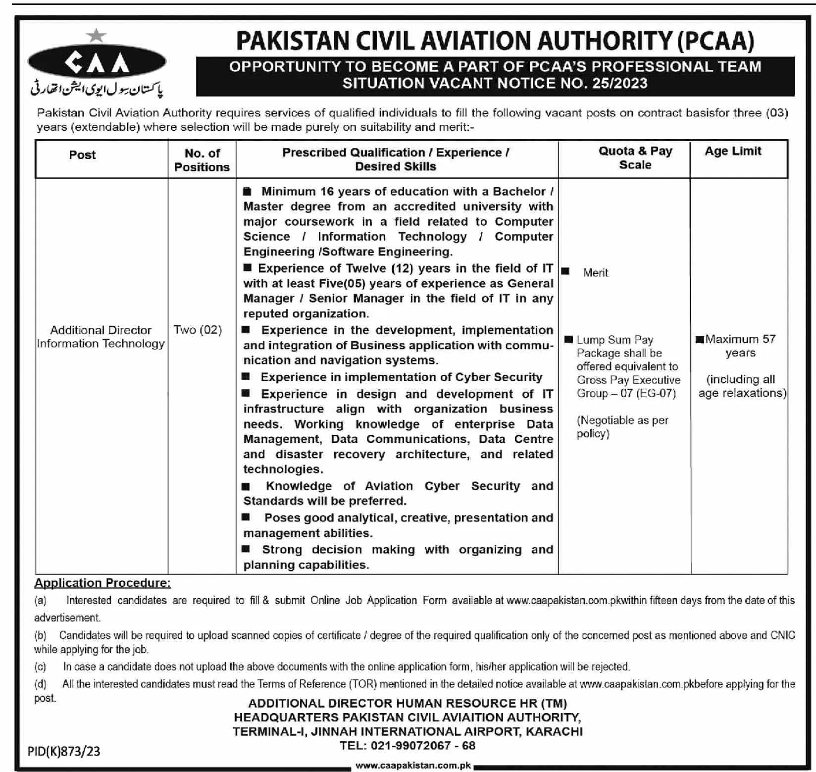 Pakistan Civil Aviation Authority Jobs 2023 PCAA