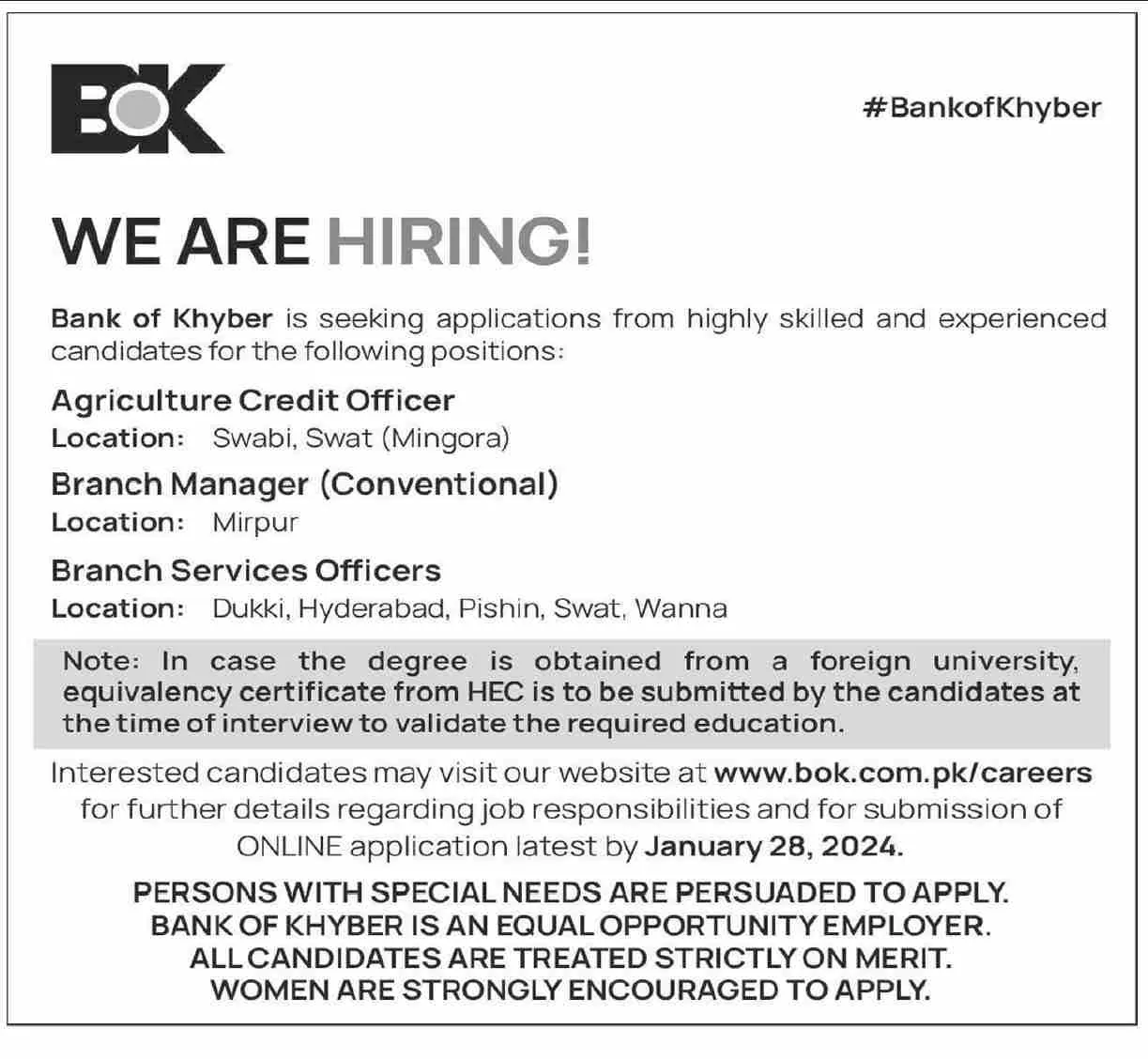 Bank Khyber Jobs 